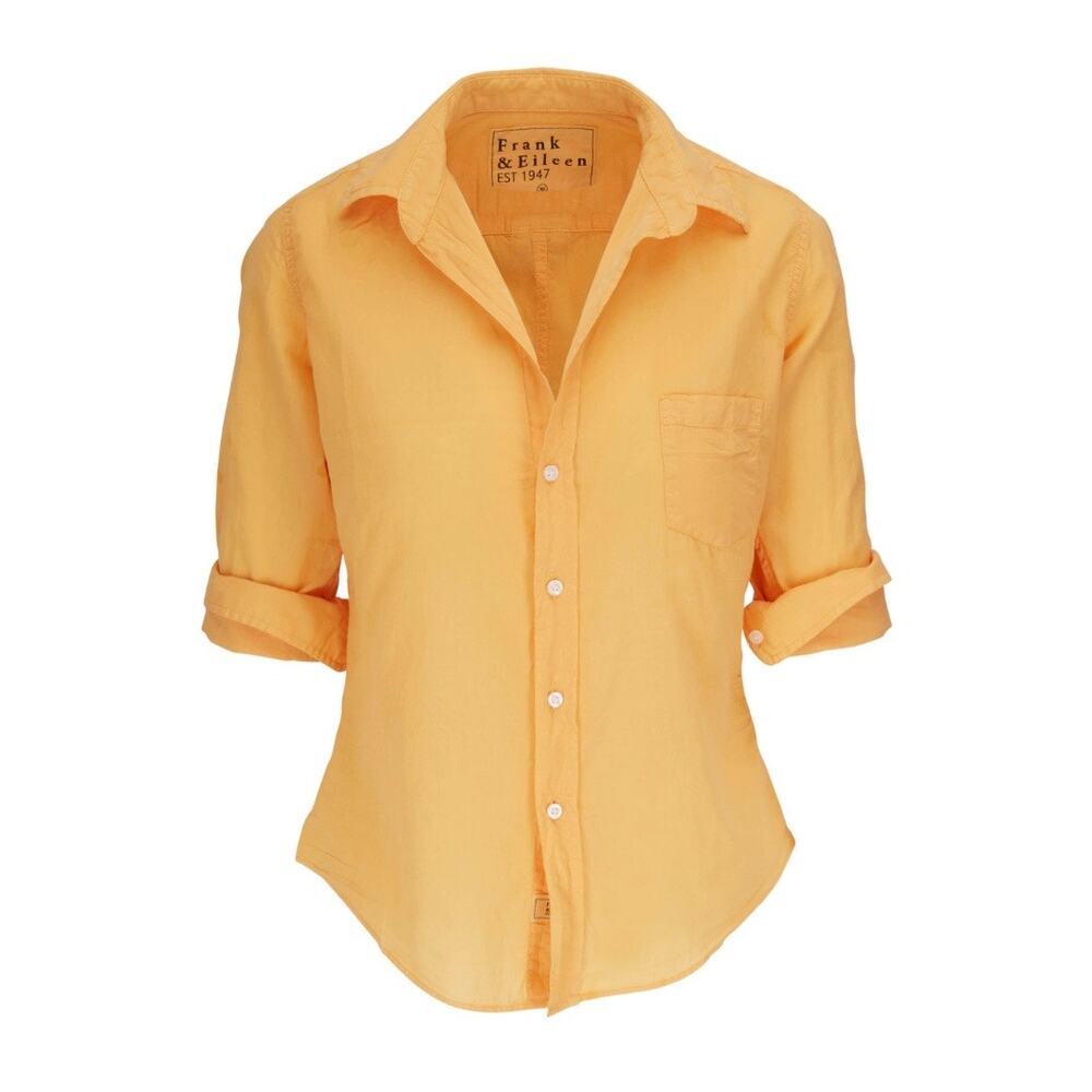 Frank & Eileen Barry Cotton Voile Button Down Honeysuckle Orange Medium